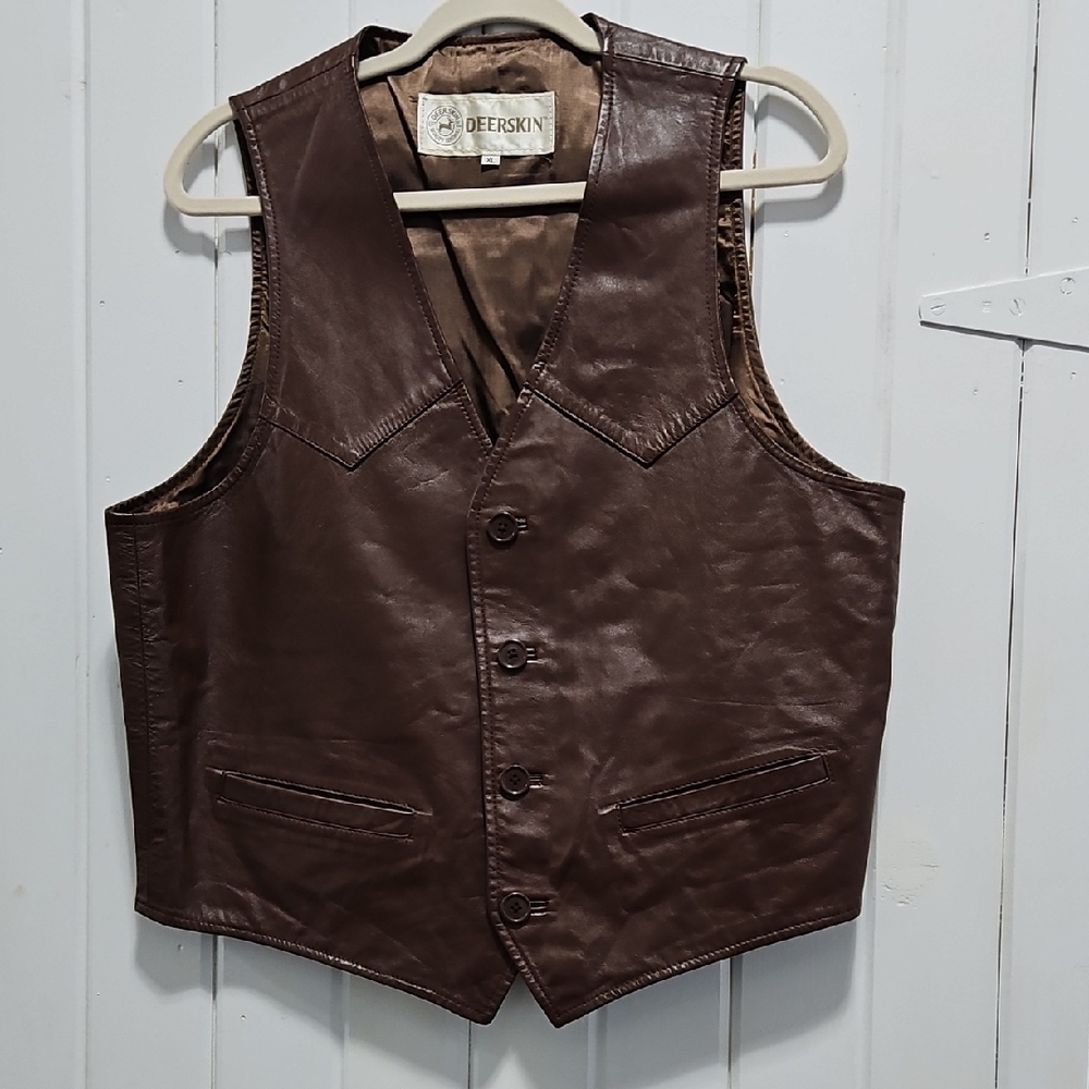 Deerskin Men's Brown Leather Vest